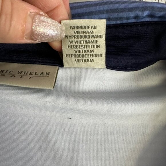 Rorie Whelan Golf Striped Performance Stretchy Polo Shirt - Size L - Picture 8 of 11